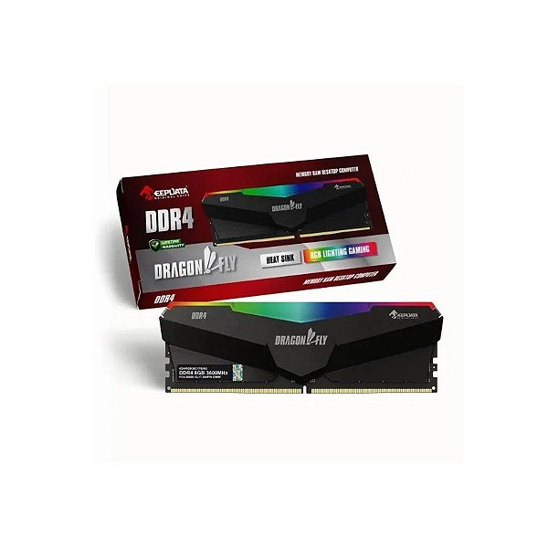 Memória DDR4 8GB 3600MHZ Keepdata Dragonfly RGB Black