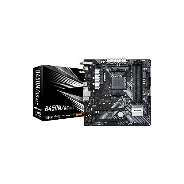 Placa-mãe AM4 Asrock B450M/Ac R2.0 DDR4 HDMI/USB3.2