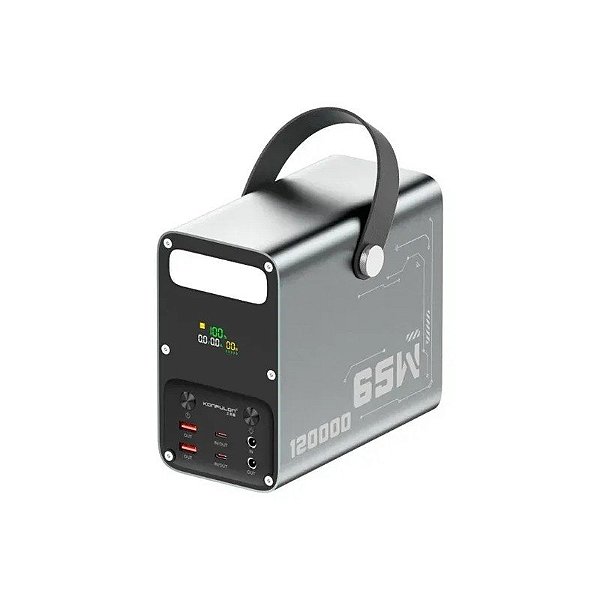 Carregador Portátil Konfulon A70Q 120000MAH PD65W BLK 22.5W Preto