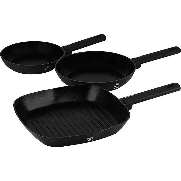 Jogo de Panelas Berlinger Haus Matte Black Collection - BH-8196 (3 peças)