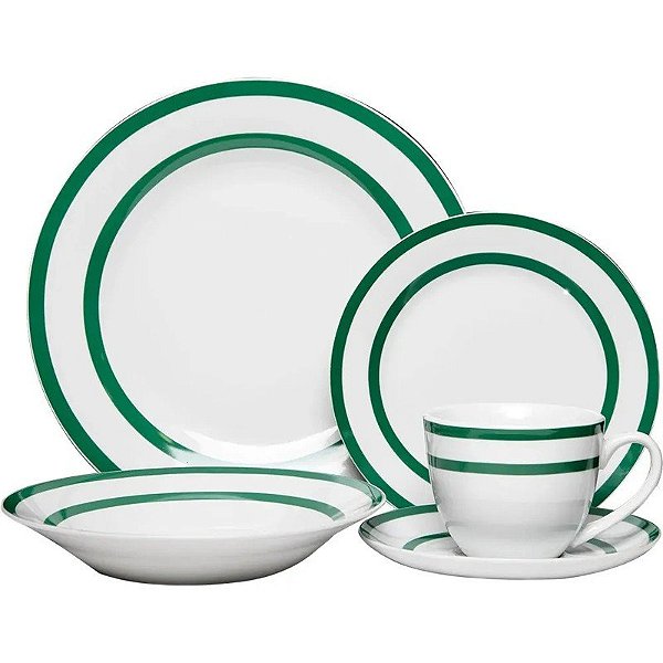 Jogo de Louças de Cozinha Doral Kitchen Royal - Branco/Verde (30 peças)