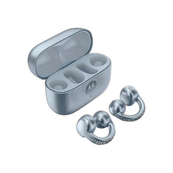 Fone de Ouvido Motorola Moto Buds Loop Crystals BY Swarovski XT2545 - 1 Bluetooth- Gelo