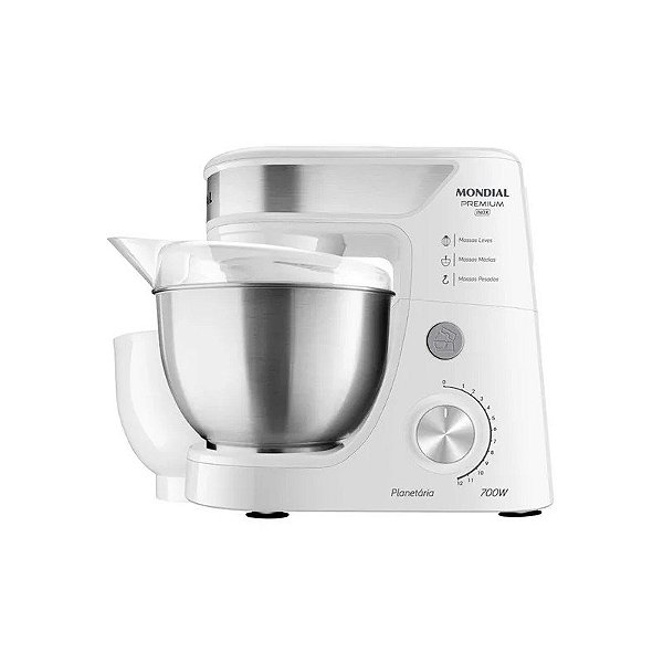 Batedeira Planetária Mondial Premium Inox BP-02P-W-Ti - 700W - 4.5L - Inox - 220V 50/60Hz - Branca