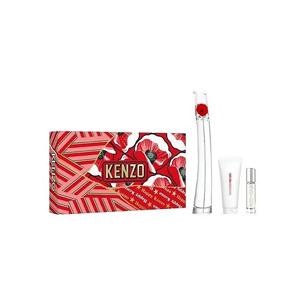 Kit Perfume Kenzo Flower Edp 100ML + Spray de Viagem 10ML + Loção Corporal Leite 75ML - Feminino