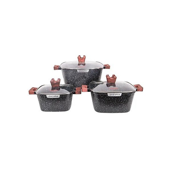 Conjunto de Panelas Antiaderentes para Indução Ucc Life, 6 Peças, Preto