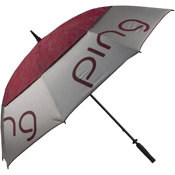 Guarda-sol de Golfe Ping 34785-01 Feminino 62" Guarda-sol Dupla Copa Prata/Bordeaux