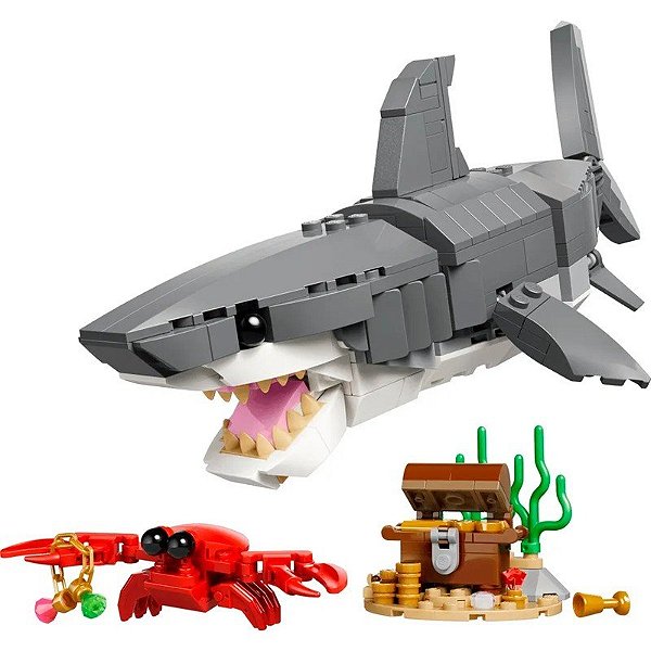 Jogo Lego Creator Tubarão Feroz com Baú do Tesouro 3 em 1 - 31381 (379 peças)