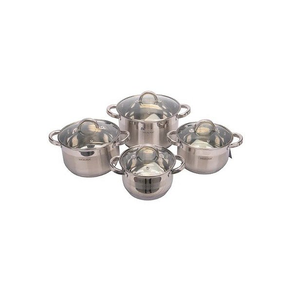 Jogo de panelas de aço inox Vicalina com 8 peças