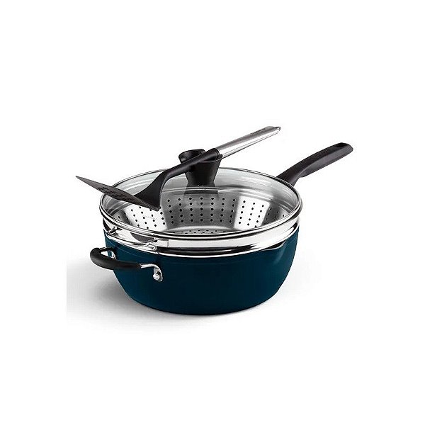 Kit de Panelas Cuisinart PP4-26NVC Antiaderente Cerâmica 4.5L Azul Marinho 4 Peças