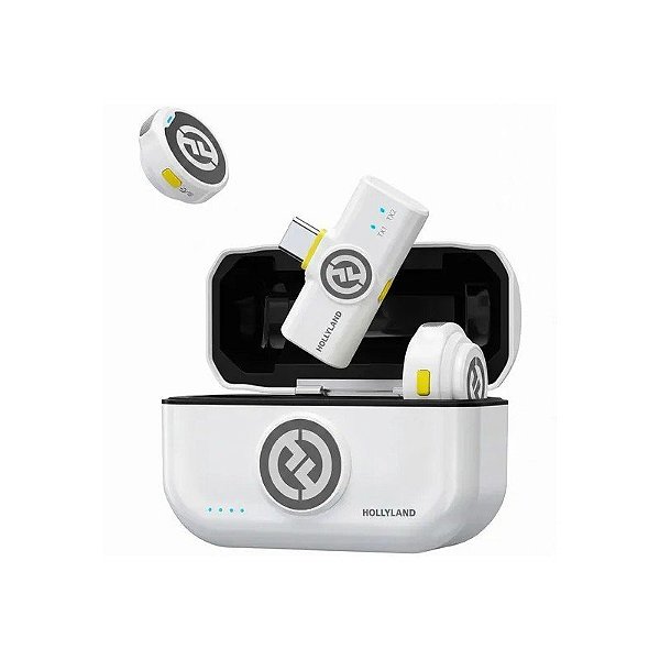 Microfone sem fio Hollyland Lark M2 Duo Versão USB-C - Branco Marfim