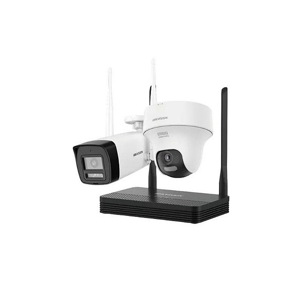 Kit NVS Wifi IP Hikvision 2 Câmeras Bullet/Turret 2MP + NVR NKS422W02H