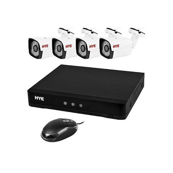 Kit de Câmeras Hye Desempenho Hye-Ah4404t 2.8mm 4 Câmeras Tipo Balet/ Dvr 8 Canais