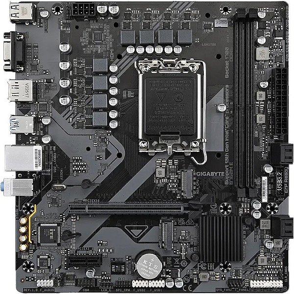 Placa Mãe Gigabyte B760M E LGA1700/2xDDR5/PCI-E/M.2/HDMI/VGA/USB