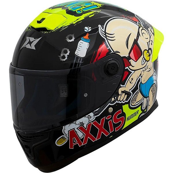 Capacete para Moto Axxis Hummer B Baby Bang A3 - Tamanho M (57-58) - Gloss Flour Yellow