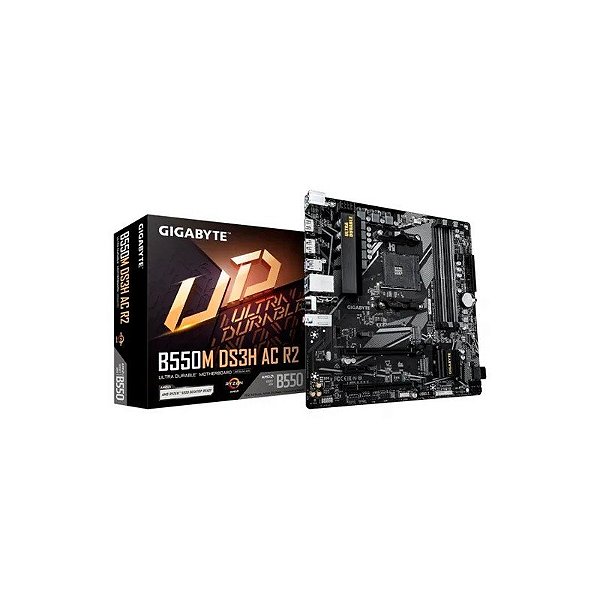Placa-mãe AM4 Gigabyte B550M DS3H Ac R2 Wi-Fi/HDMI/DisplayPort/M.2