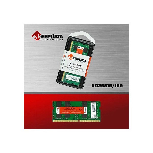 Memória para Notebook DDR4 16GB 2666MHZ Keepdata KD26S19/16