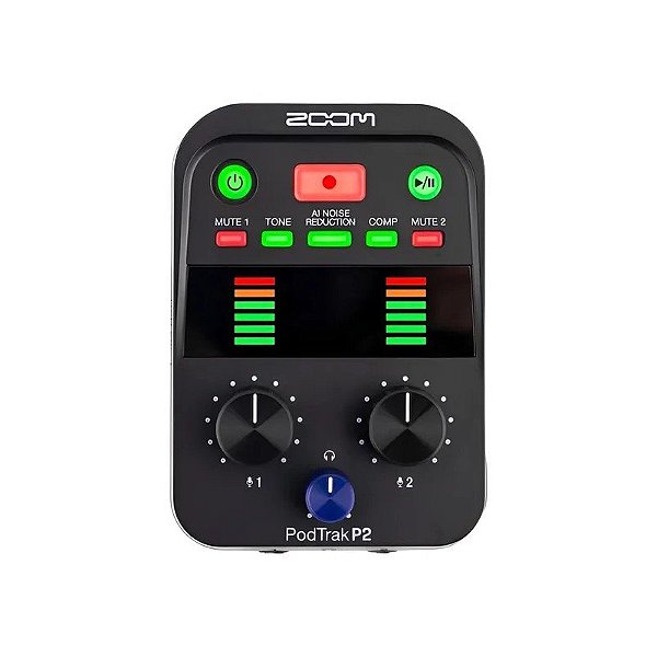 Gravador de Microfones Zoom Podtrak P2 USB para Podcasters - Preto