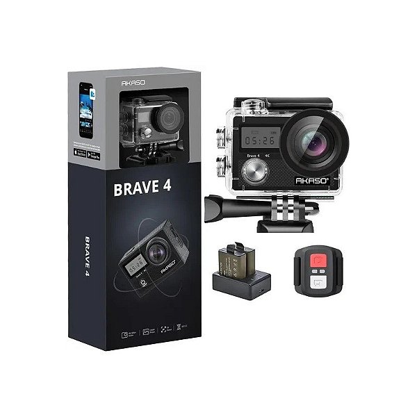 Câmera de Ação Akaso Brave 4 20MP 4K Wi-Fi - Preto