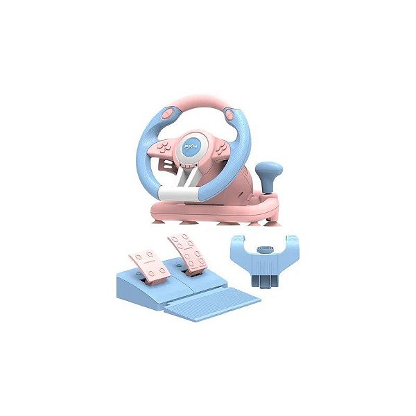 Volante Simulador PXN V3 Pro com Pedal Azul Rosa