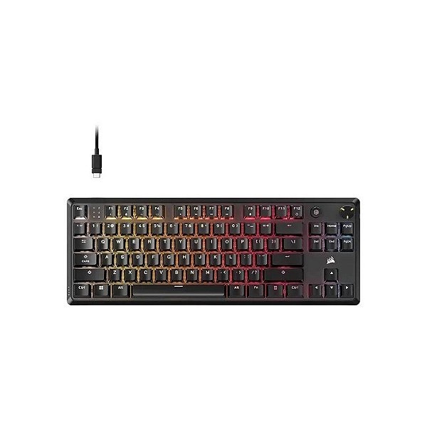 Teclado Gamer Mecânico Corsair K70 Core TKL 80% RGB USB Switch MLX Red - Preto