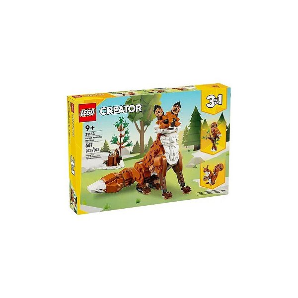 Brinquedo de Construção Lego Creator Animais da Floresta Raposa Vermelha 3 Em 1 31154 667 Peças