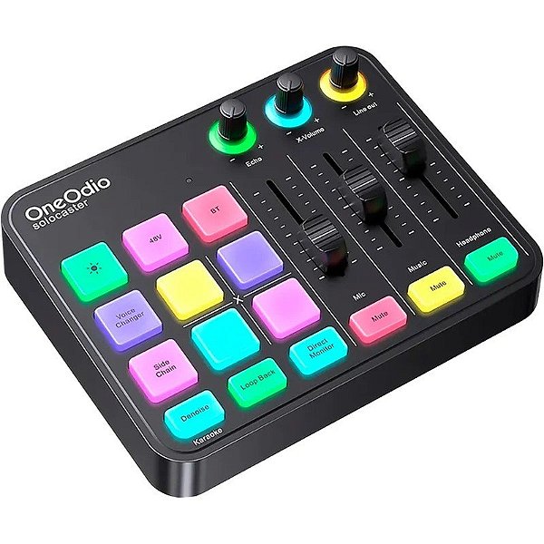 Misturador de Áudio OneOdio Solocaster com Interface de Audio para Podcasting