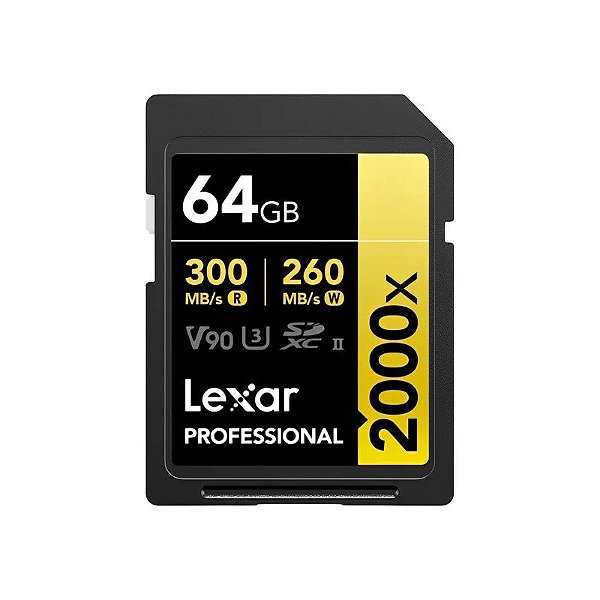 Cartão de Memória SD Lexar Professional Gold 2000X 300-260MB/s (LSD2000064G-BNNNG)