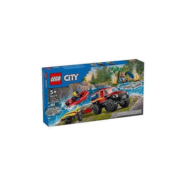 Jogo de Construção Lego City Caminhão de Bombeiro 4X4 com Barco de Resgate 60412 301 Peças