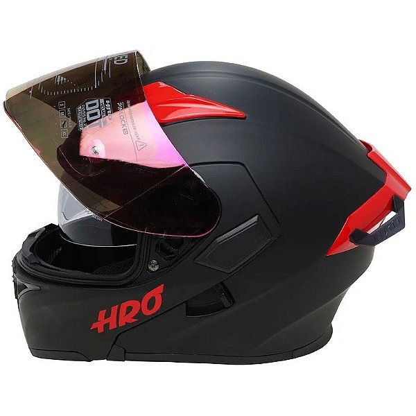 Capacete para Moto HRO Evo Solid 3400DV - Tamanho L (59-60) - Preto/Vermelho