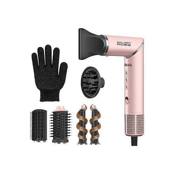 Secador de Cabelo Mondial SM-01-BLDC-GR 5 Em 1 220V ~ 50/60 HZ - Golden Rose