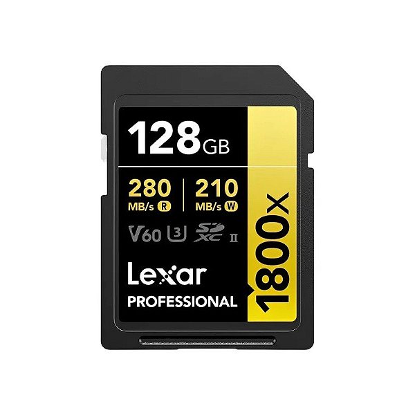 Cartão de Memória SD Lexar Professional Gold 1800X 280-210 MB/s C10 U3 V60 Uhs-II 128 GB (LSD1800128G-BNNNG)