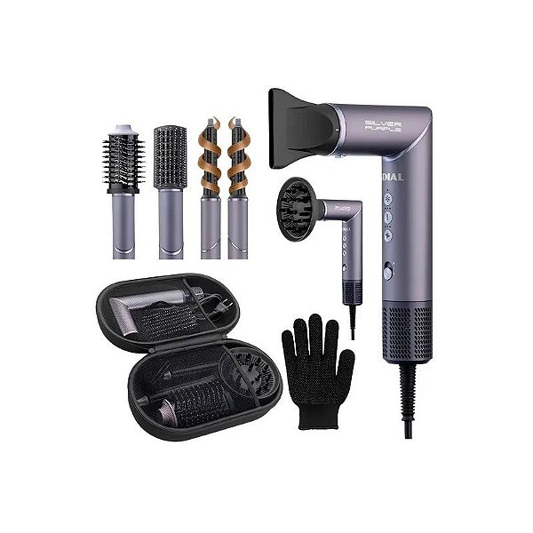Secador Multifuncional Mondial SM-01-BLDC-SP 5 Em 1 1500W - Prata/Roxo