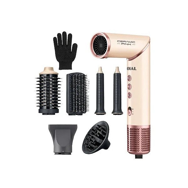 Kit de Secador e Modelador Mondial SM-01-BLDC-CP 5 em 1 - 1500W - 110V/60Hz - Rosa Cerâmico