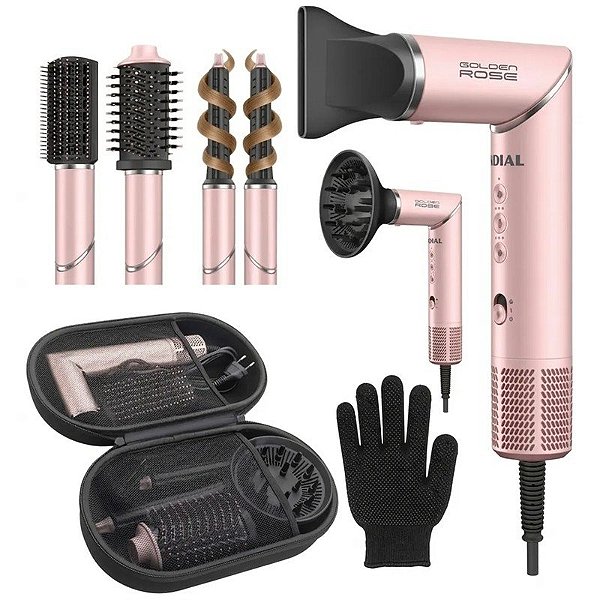 Secador de Cabelo Mondial SM-01-BLDC-GR Multifuncional 5 em 1 1500W 220V/60Hz Golden Rose