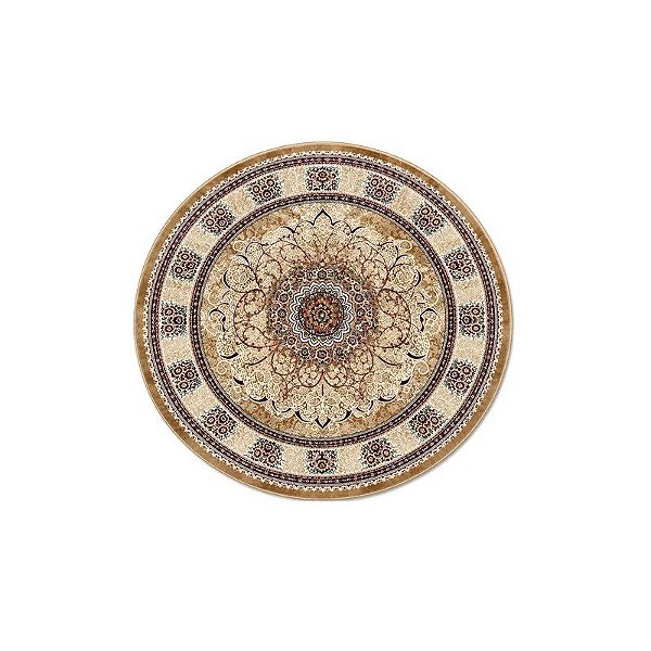 Tapete Redondo Turco Tipo Persa Bege Turquesa 150 X 150 CM