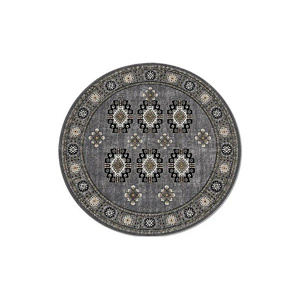 Tapete Turquesa Redondo Turco Cinza 150 X 150 CM