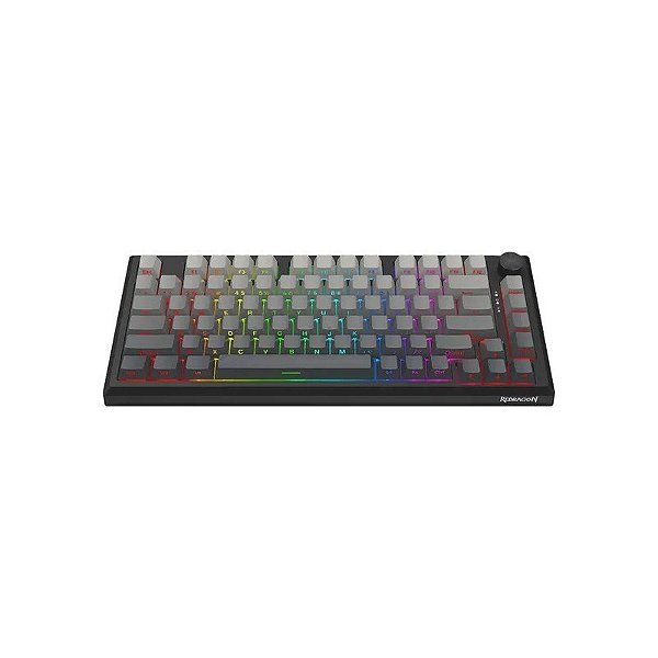 Teclado Gamer Mecânico Redragon Penumbra Pro K687GG-RGB-Pro 75% RGB Sem Fio Switch Lion L - Preto/Cinza