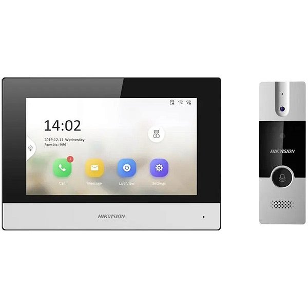 Kit Vídeo Porteiro Eletrônico Hikvision DS-KIS302-P Hybrid