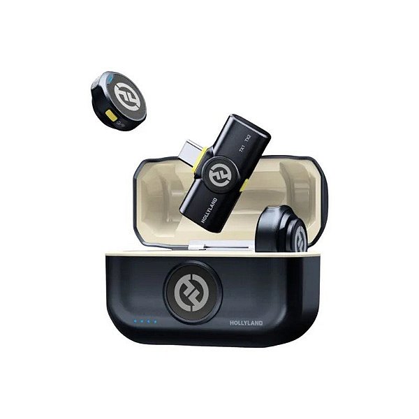 Microfone Sem Fio Hollyland Lark M2 Combo Preto Brilhante