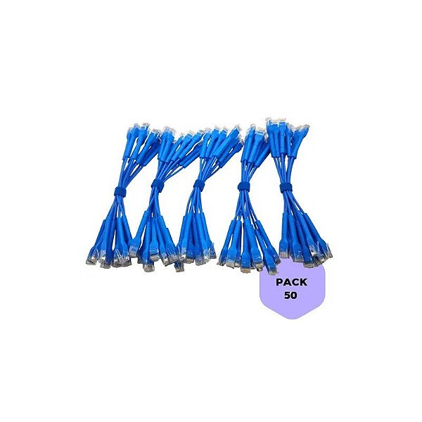 Cabo Patch Unifi 10CM Azul - Pacote de 50 Peças