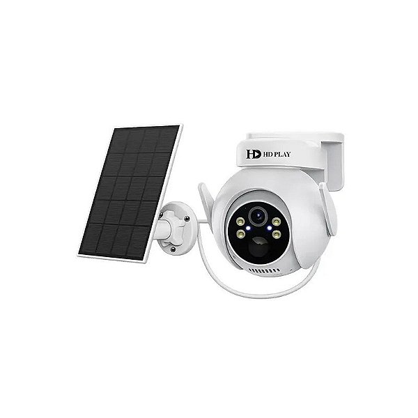 Câmera de Segurança HD Play HDSC-MQ8 - Full HD - Wi-Fi - com Painel Solar - Branca