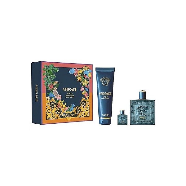 Kit Perfume Versace Eros Pour Homme Edt Masculino - 3 Peças