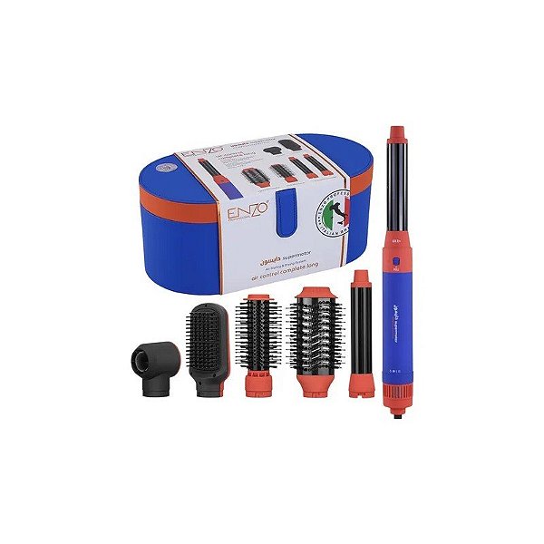 Secador de Cabelo Enzo Airwrap Complete Long EN-4133 6 em 1 Azul Royal 220V