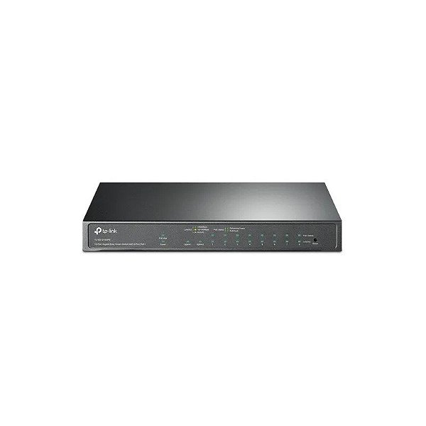 Hub Switch TL-SG1210MPE da TP-Link de 10 portas, sendo 8 portas PoE+ Gigabit e 1 porta combo SFP/RJ45