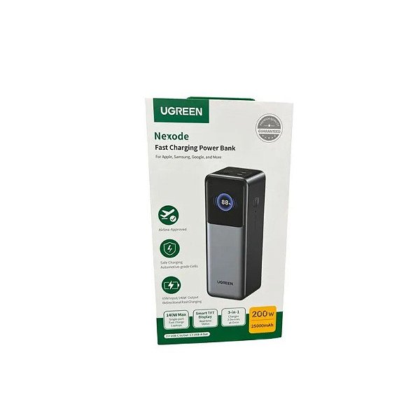 Carregador Portátil Ugreen Nexode PB722 25000mAh 200W 2xUSB-C + 1xUSB-A Cinza