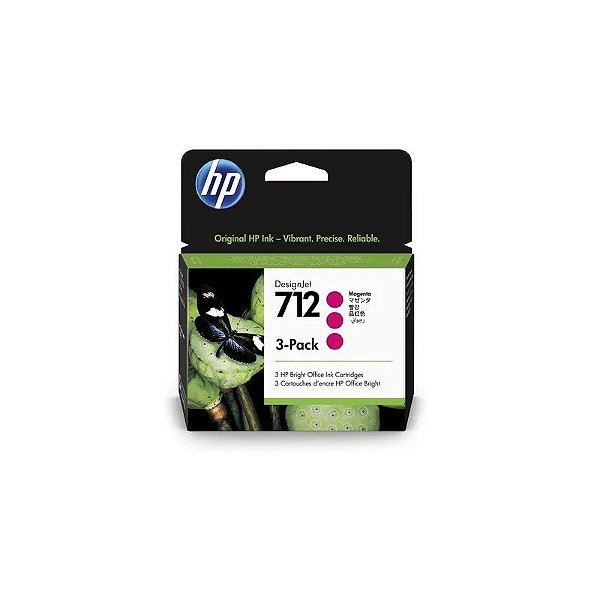Cartucho HP 712 (3ED78A) Magenta 29ML T250 Pacote com 3