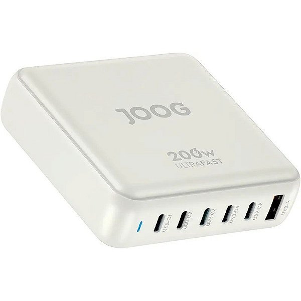 Carregador de Parede Joog PD Charger VC200 200W UltraFast USB-A + 5 portas USB-C