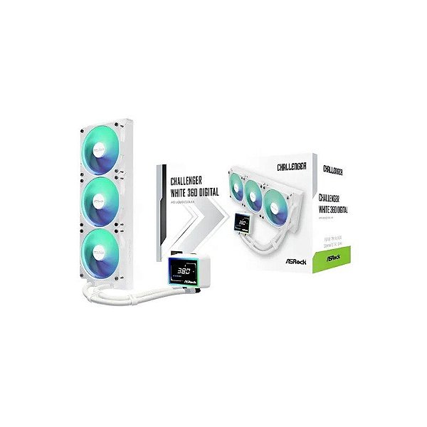 Cooler Líquido Asrock Challenger 360 Digital Argb 360MM - Branco