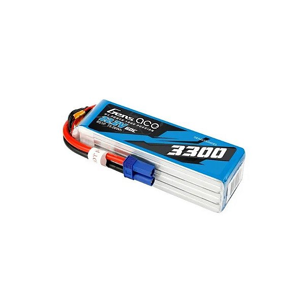 Bateria Gens Ace 22.2V 3300mAh 60C 6S Lipo Conector EC5