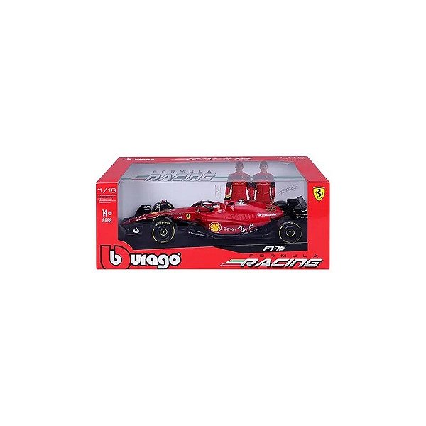Coleção Auto Burago Formula Racing Ferrari F1-75 2022 #55 Carlos Sainz 18-16811